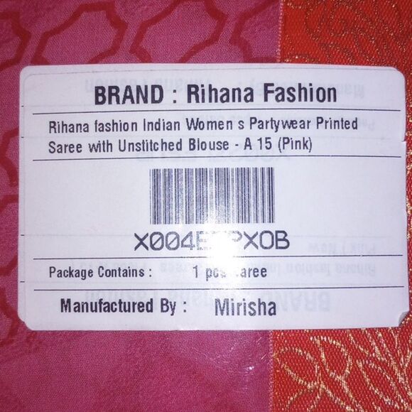 Elegant Pink and Red Saree NWT One Size - Picture 5 of 5